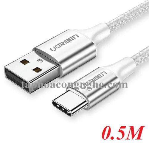 Ugreen 60130 0.5m cáp usb ra type c bọc nhôm màu bạc US288 30060130